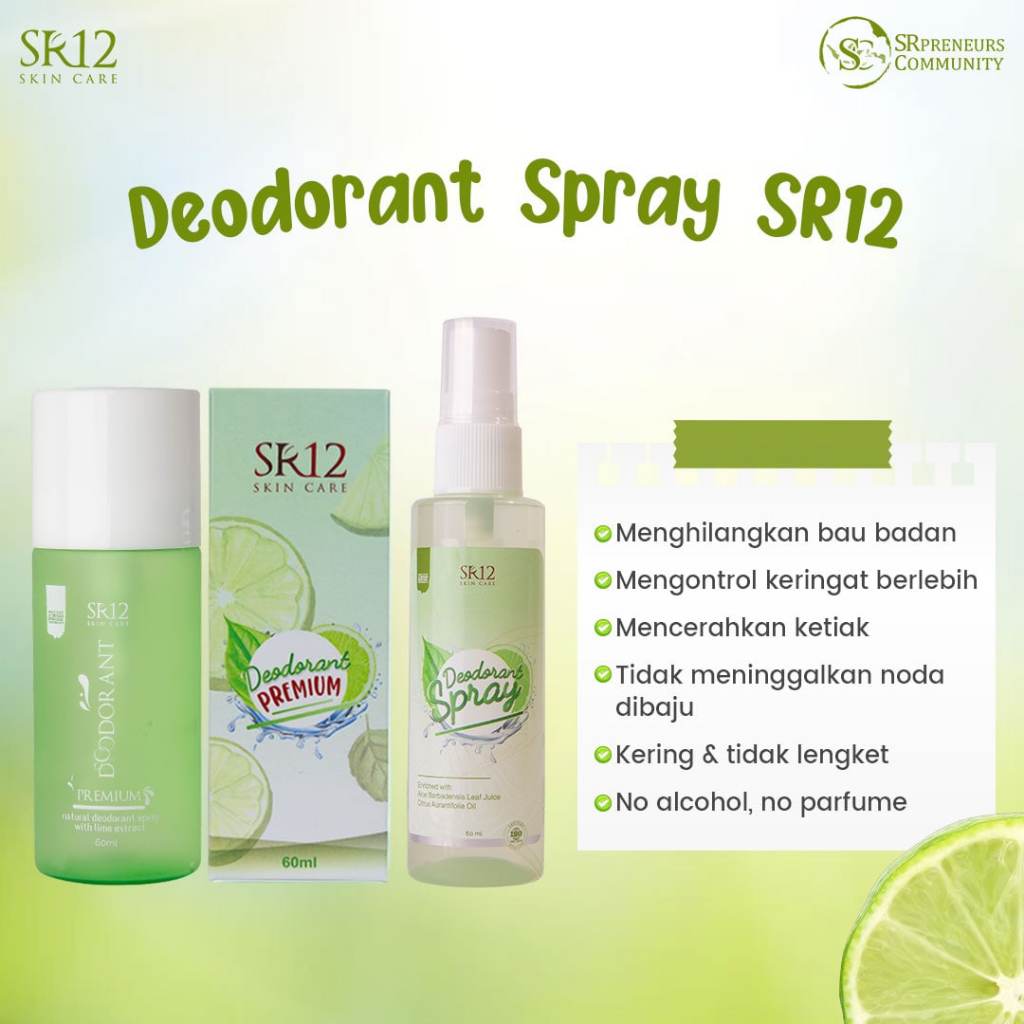 Deodorant SR12 Bebas bau badan seharian dan tidak meninggalkan bekas noda kuning di baju