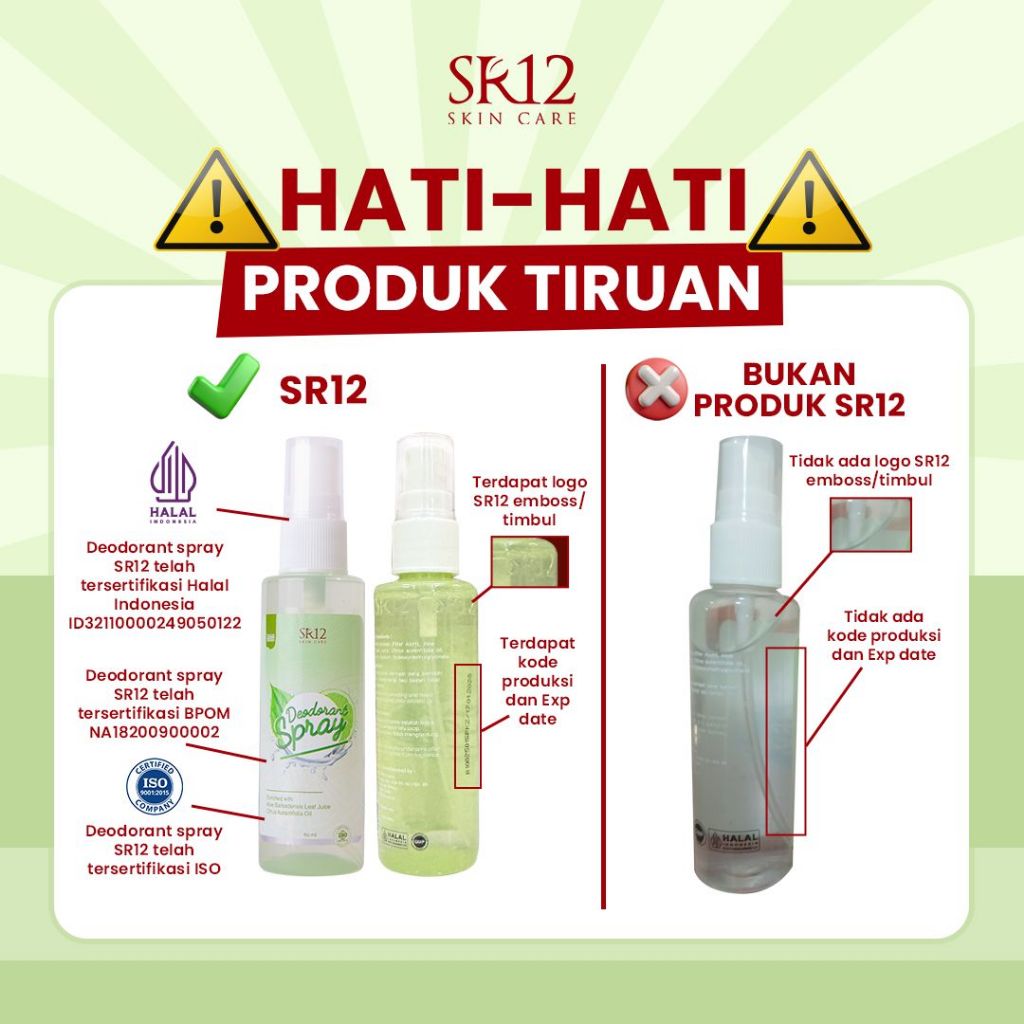 Deodorant SR12 Bebas bau badan seharian dan tidak meninggalkan bekas noda kuning di baju