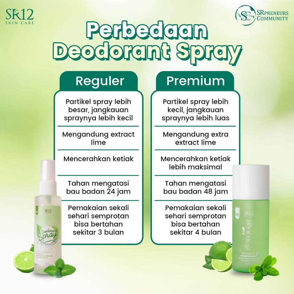 Deodorant SR12 Bebas bau badan seharian dan tidak meninggalkan bekas noda kuning di baju