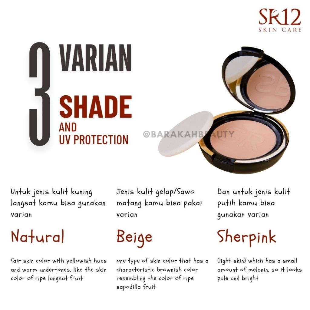 BEDAK PADAT SR12 Anti Luntur Tahan Lama Kontrol Minyak Wajah Whitening Glowing  Loose Lasting BPOM