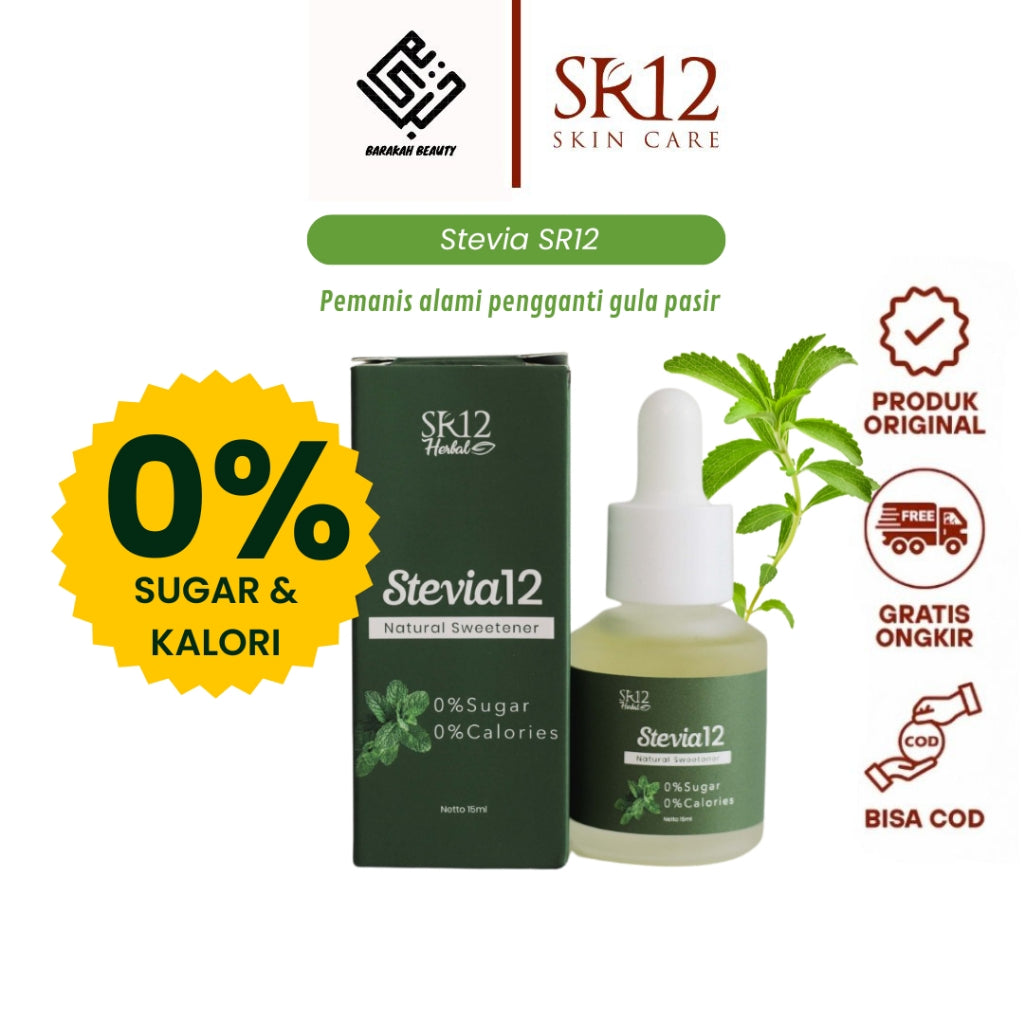 STEVIA SR12 NATURAL SWEETENER  Pemanis Alami Pengganti Gula Nol Kalori 5ml/15ml BPOM 100% Asli