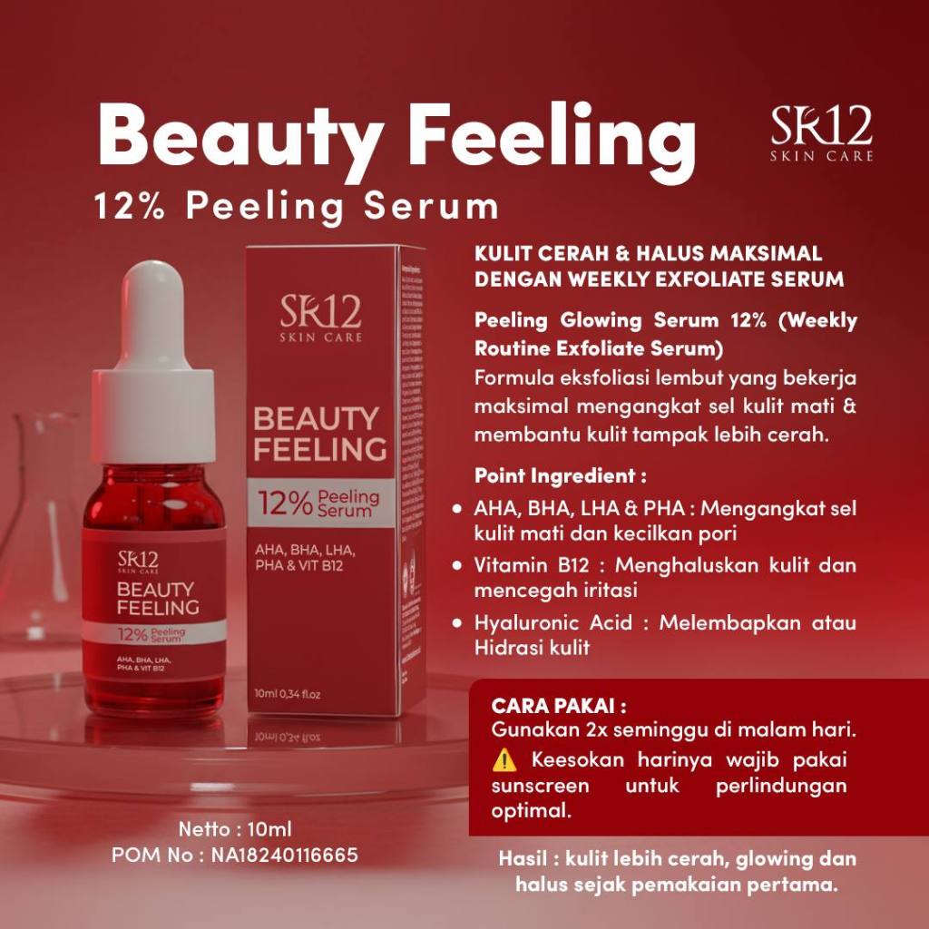 SR12 BEAUTY FEELING 12% PEELING SERUM WAJAH CHEMICAL EXPOLIATING AHA BHA LHA PHA VIT.B12