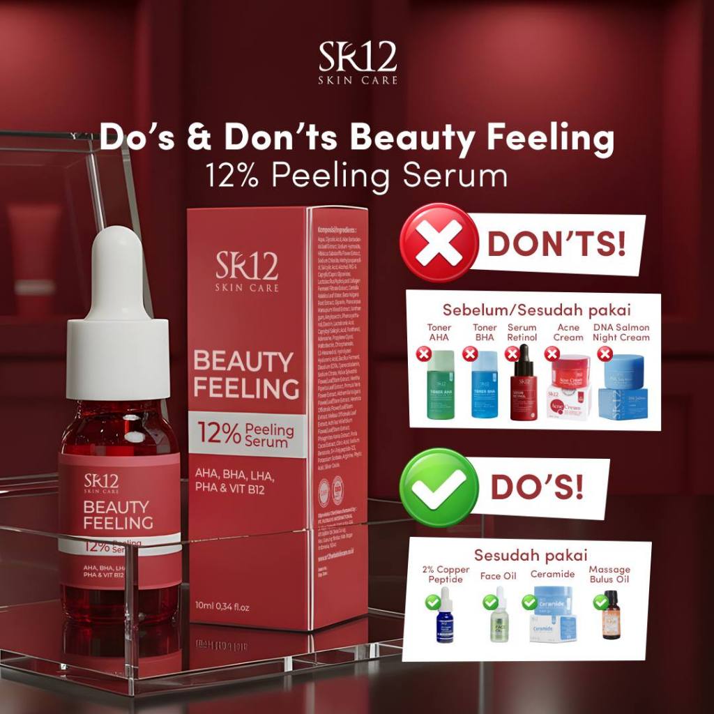 SR12 BEAUTY FEELING 12% PEELING SERUM WAJAH CHEMICAL EXPOLIATING AHA BHA LHA PHA VIT.B12
