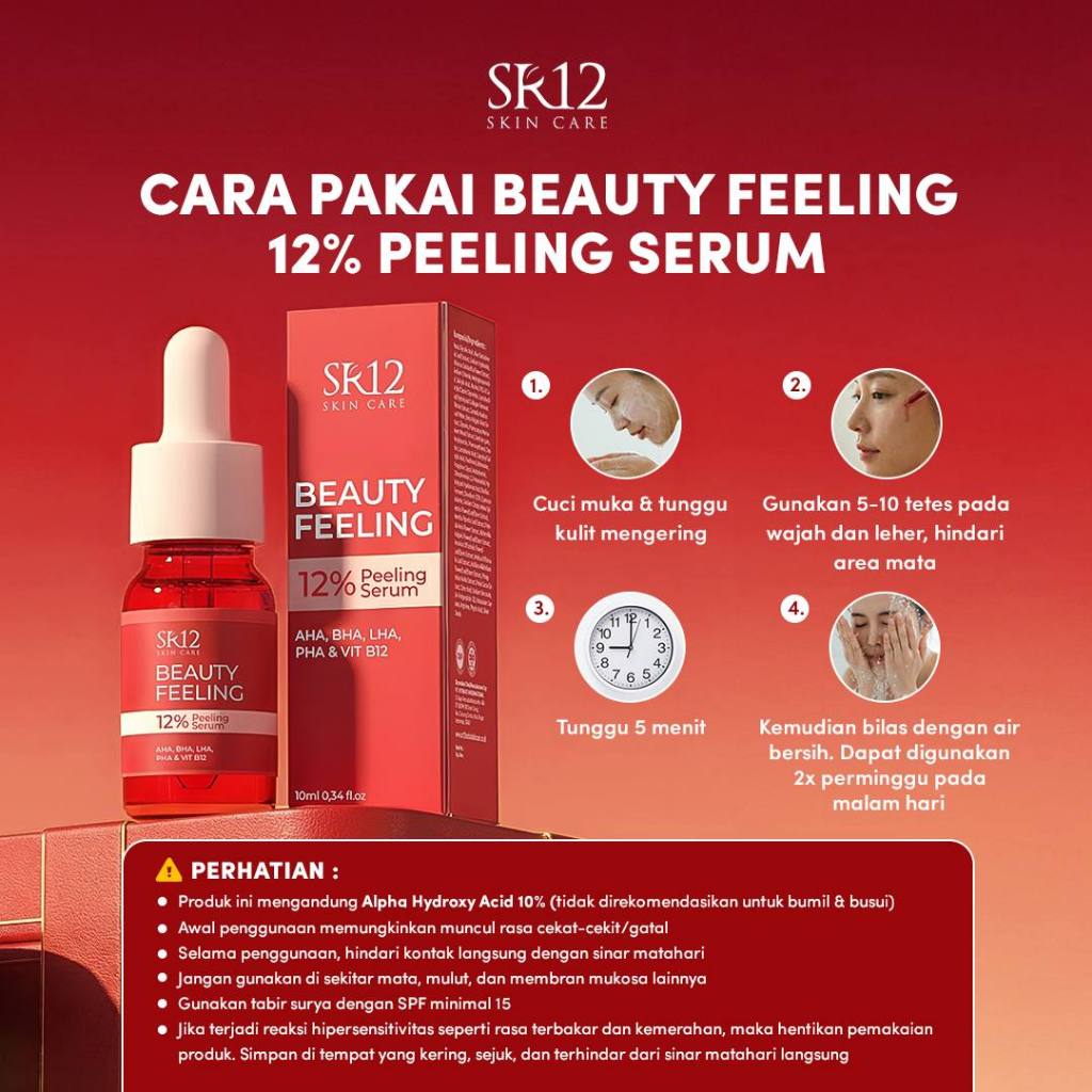 SR12 BEAUTY FEELING 12% PEELING SERUM WAJAH CHEMICAL EXPOLIATING AHA BHA LHA PHA VIT.B12