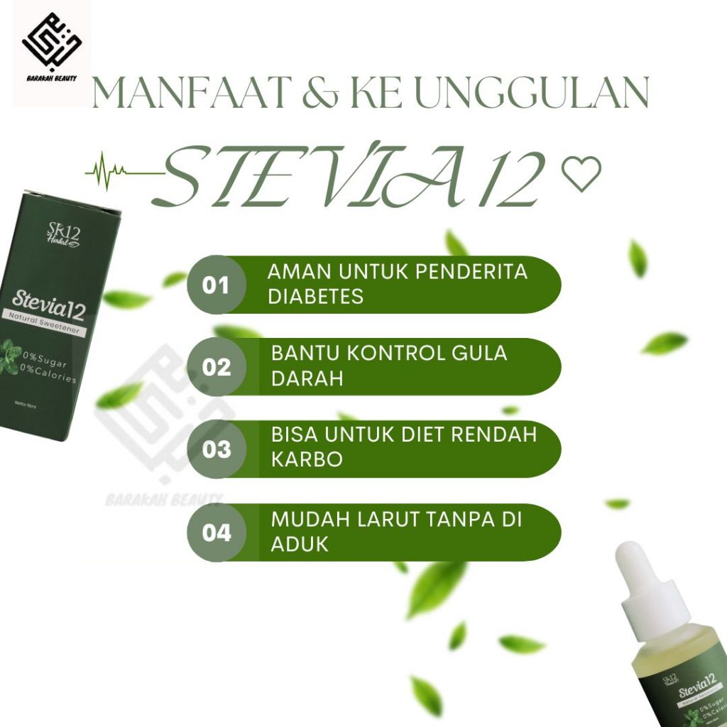 STEVIA SR12 NATURAL SWEETENER  Pemanis Alami Pengganti Gula Nol Kalori 5ml/15ml BPOM 100% Asli